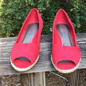 Red Canvas Wedge Espadrilles, size 9.5
